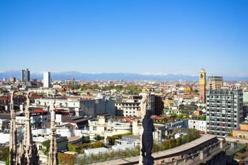 Panorama from Duomo roof, Milan, Italy