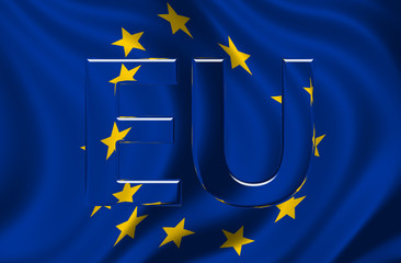 European Union Flag with EU text