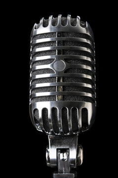 Vintage Microphone in Close-Up View