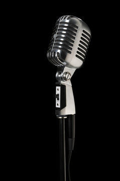 Vintage Microphone Over Black