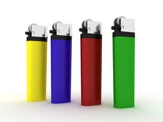 Color lighters isolated on white background