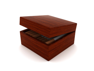 Cigarettes in wood box