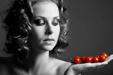 Foto op Aluminium Cherry-tomaten © Simone van den Berg