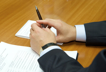 The hand of the businessman