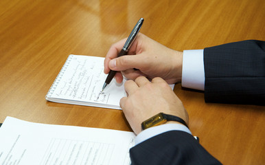 The hand of the businessman