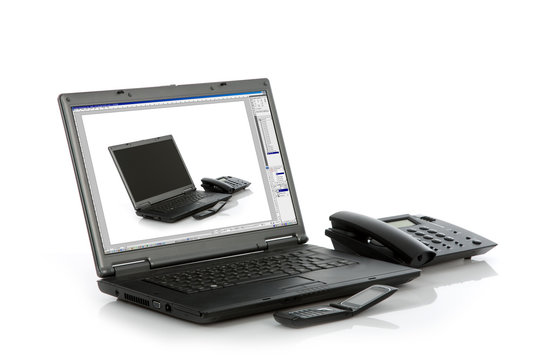 Laptop mobile and stationary phone