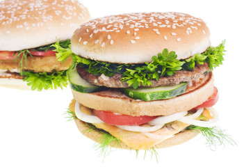 Cheeseburgers isolated on white