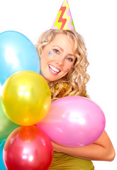 Beautiful blonde the girl during the carnival