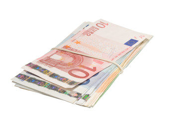 Bunch of euro bills (isolated on white)