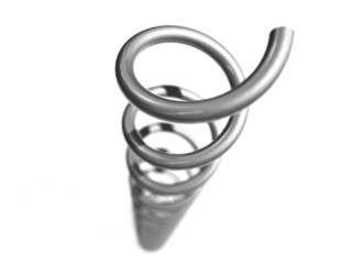 Isolated gray metal helix on white background