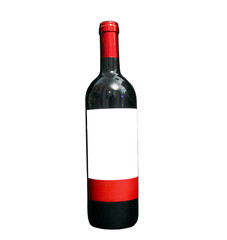botlle of red vine on white background