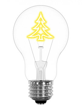 Lightbulb with sparkling christmas tree inside