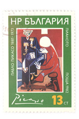 color postage stamp closeup