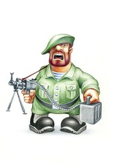 Soldier 11. Color pencil drawing. Scan A4.