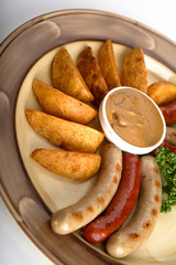 Sausages with a garnish.