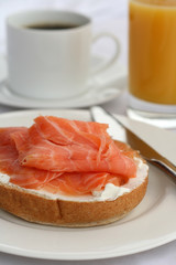 Bagel with cream cheese and lox