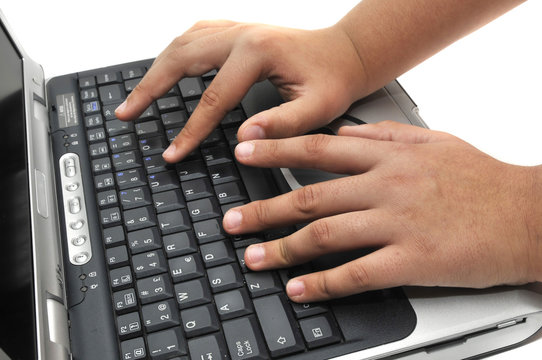 Hand on the keyboard