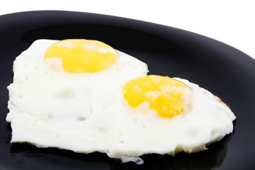 fried eggs on black