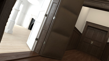 Big wood and leather Interior