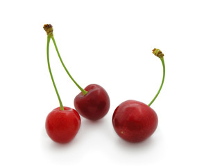 Fototapeta na wymiar Close-up of sweet cherry on white.