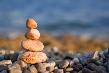 balanced stones on the sea