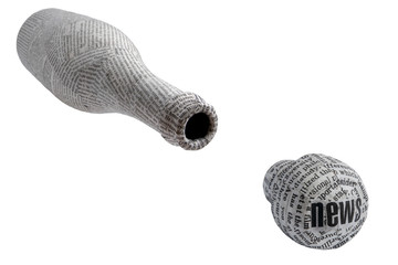 newspaper bottleshot with cork