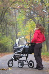 Autumn walk with baby