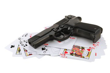 The weapon on playing cards