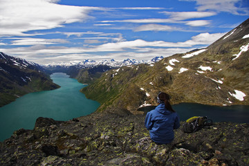 Hiker taking a rest at Bessegen