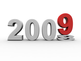 New year 2009 nine stepping on top of eight