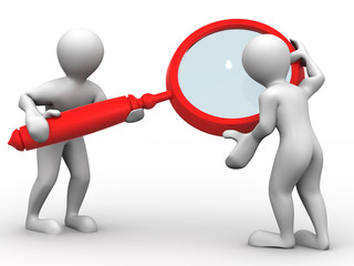 Man with loup. Search