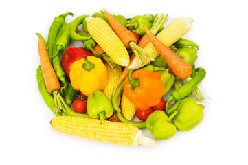 Various vegetables isolated on the white background