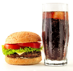 cheeseburger and cola