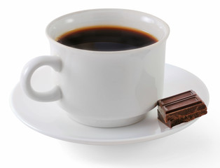 coffee cup and chocolate bars