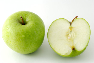 Green apple and half another