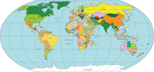 Map of world - obrazy, fototapety, plakaty