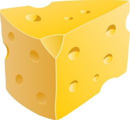 Isolated illustration of a wedge of cheese