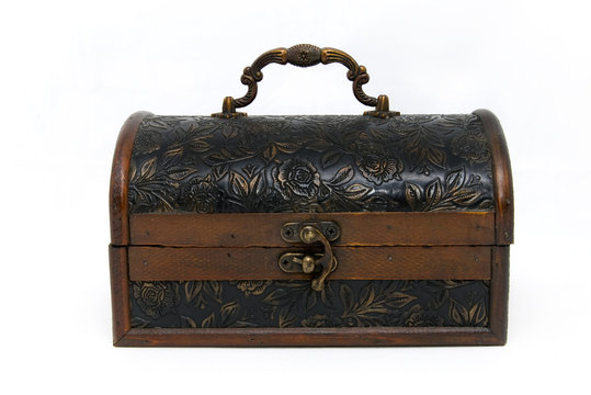 Treasure box, thrunk with isolated background.