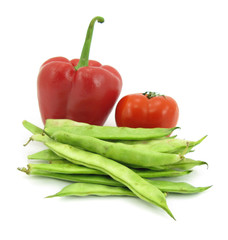 Green beans, bell pepper and tomato