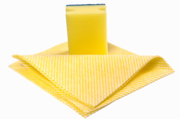 sponge and napkins on  white background