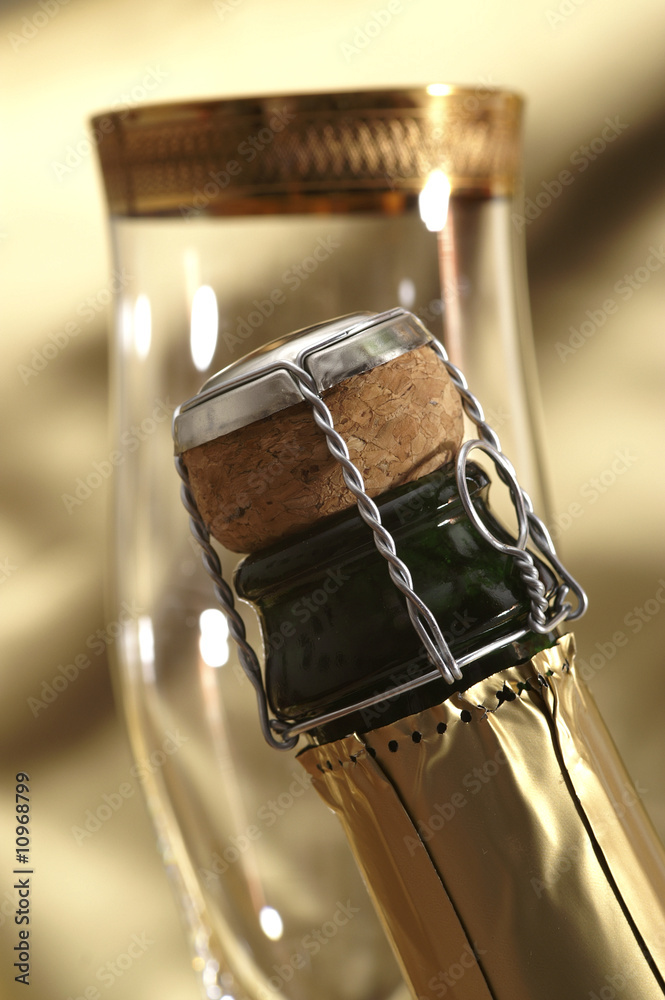 Wall mural detail of champagne bottle