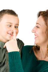 Young woman and child having fun