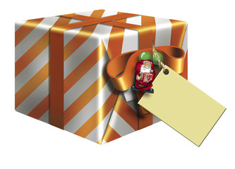 ILLUSTRATION OF A GOLDEN COLOR XMAS GIFT BOX & CARD.