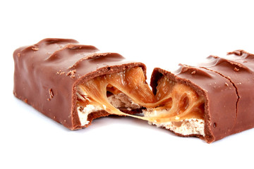 Bar of chocolate isolated on white