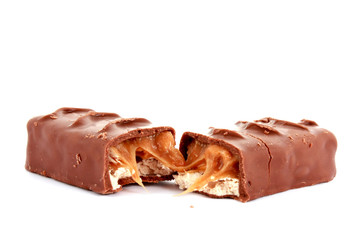 Bar of chocolate isolated on white