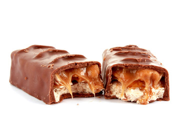 Bar of chocolate isolated on white