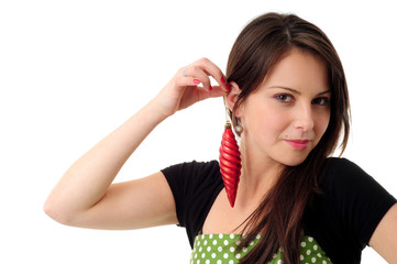 Fototapeta premium Pretty girl with Christmas decoration