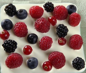 Mix of varied berries and cream