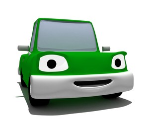 green living machine with eye cost on white background