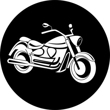 Vector motorcycle icon. Black and white. Simply change.